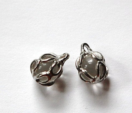 Vintage Clear Glass with Silver Tone Frame Drop Charm chr154