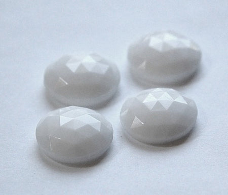 Vintage Opaque White Faceted Glass Cabochons 18mm cab780K