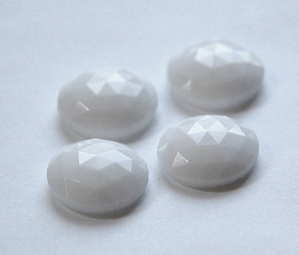 Vintage Opaque White Faceted Glass Cabochons 18mm cab780K