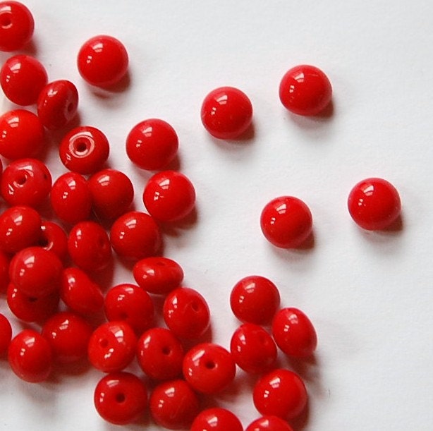 Vintage German Red Glass Cabochons 6mm cab700B