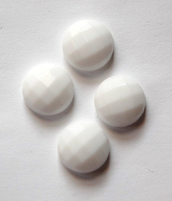 Vintage Faceted White Glass Cabochons Germany 14mm cab006B