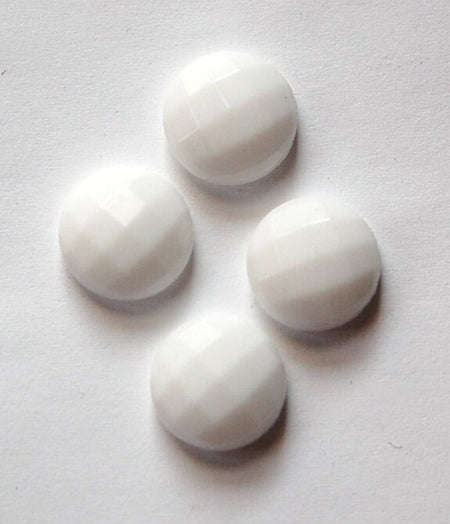 Vintage Faceted White Glass Cabochons Germany 14mm cab006B