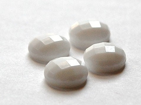 Vintage Faceted White Glass Cabochons Germany 14mm cab006B