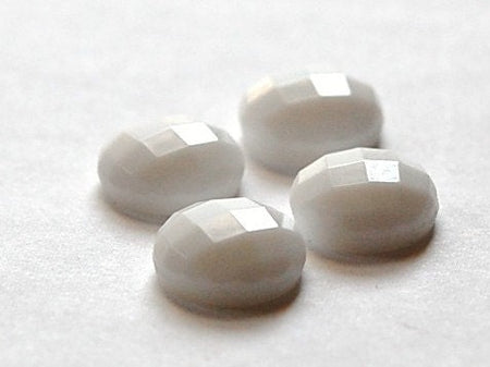 Vintage Faceted White Glass Cabochons Germany 14mm cab006B