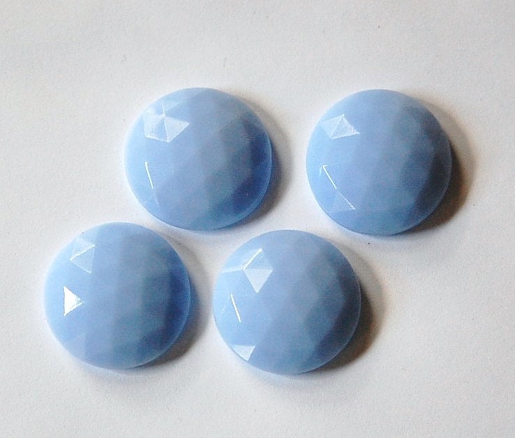 Vintage German Light Blue Faceted Glass Cabochon 22mm cab719G
