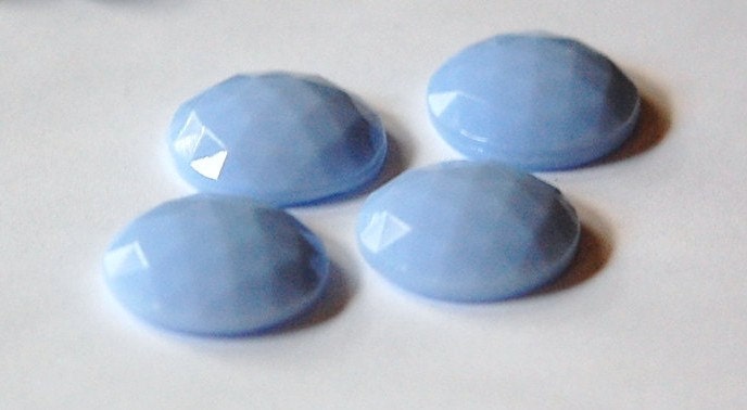 Vintage German Light Blue Faceted Glass Cabochon 22mm cab719G