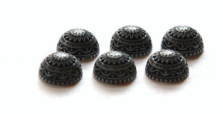 Vintage Etched Mosaic Black and White Cabochons 10mm cab712F