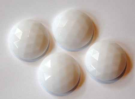 Vintage German White Faceted Glass Cabochon 22mm cab719H