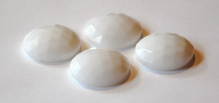Vintage German White Faceted Glass Cabochon 22mm cab719H