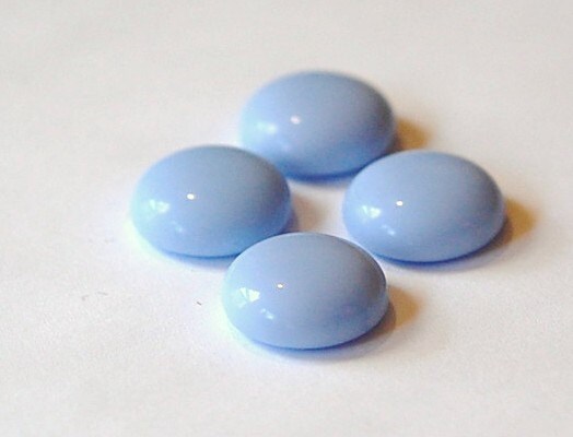 Vintage German Baby Blue Glass Cabochons 16mm cab716Q