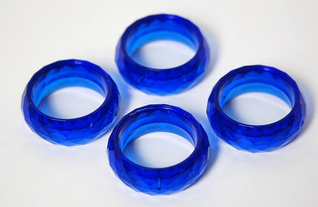 Vintage Plastic Translucent Blue Faceted Hoops Beads hps046
