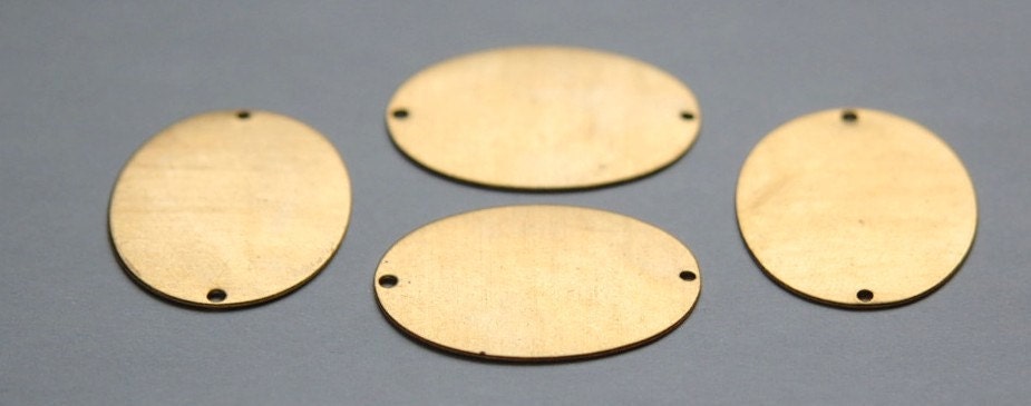 2 Hole Raw Brass Flat Oval Connector Blank Tags (4) mtl138