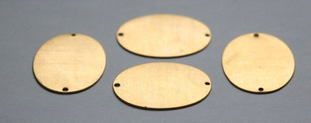 2 Hole Raw Brass Flat Oval Connector Blank Tags (4) mtl138
