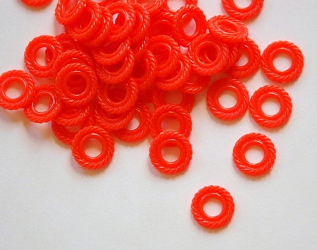 Vintage Orange Plastic Ring Beads bds002A