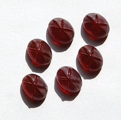 Vintage Matte Ruby Star Cabochons 8mm x 6mm cab575Z