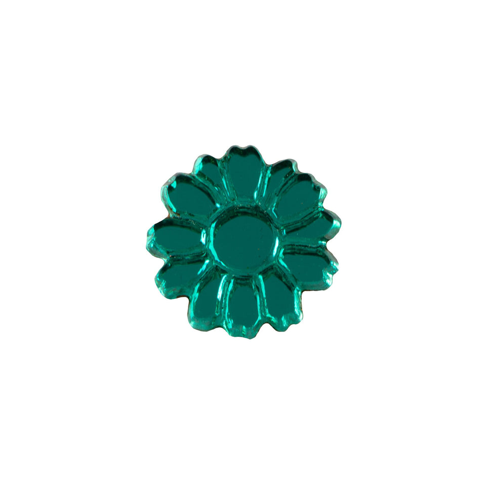 10mm Emerald Glass Flower Cabochon (2)