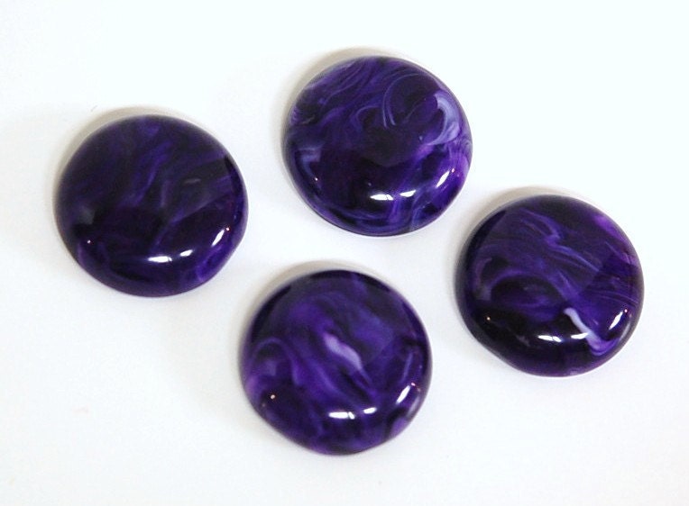 Vintage Purple and White Swirled Acrylic Cabochons 18mm cab182