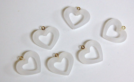 Vintage Acrylic Matte Crystal Open Center Heart Charms Drops chr005C