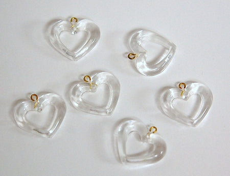 Vintage Acrylic Open Center Heart Charms Drops chr005