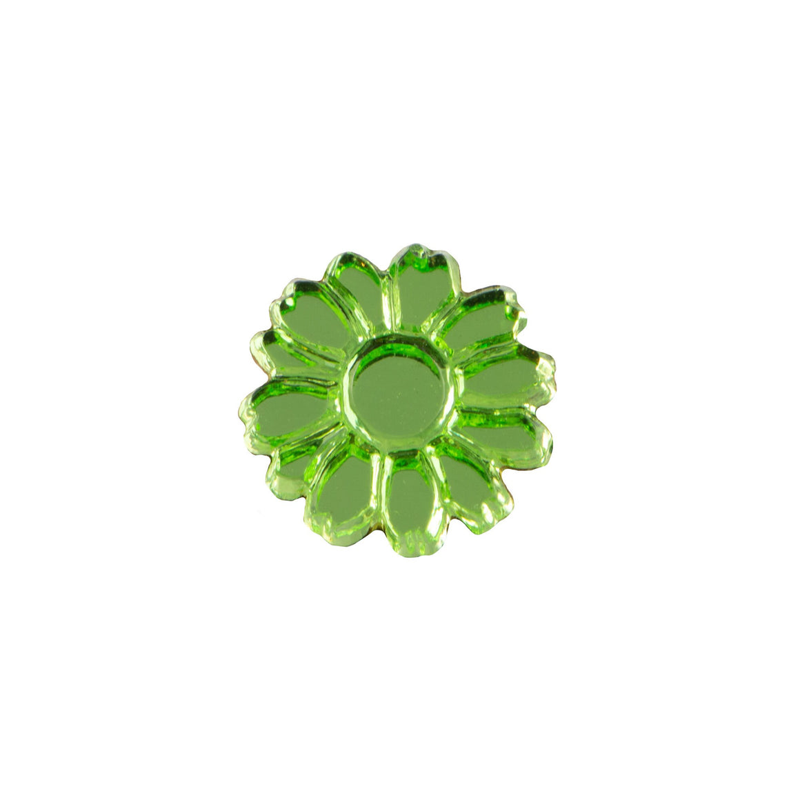 10mm Peridot Glass Flower Cabochon (2)