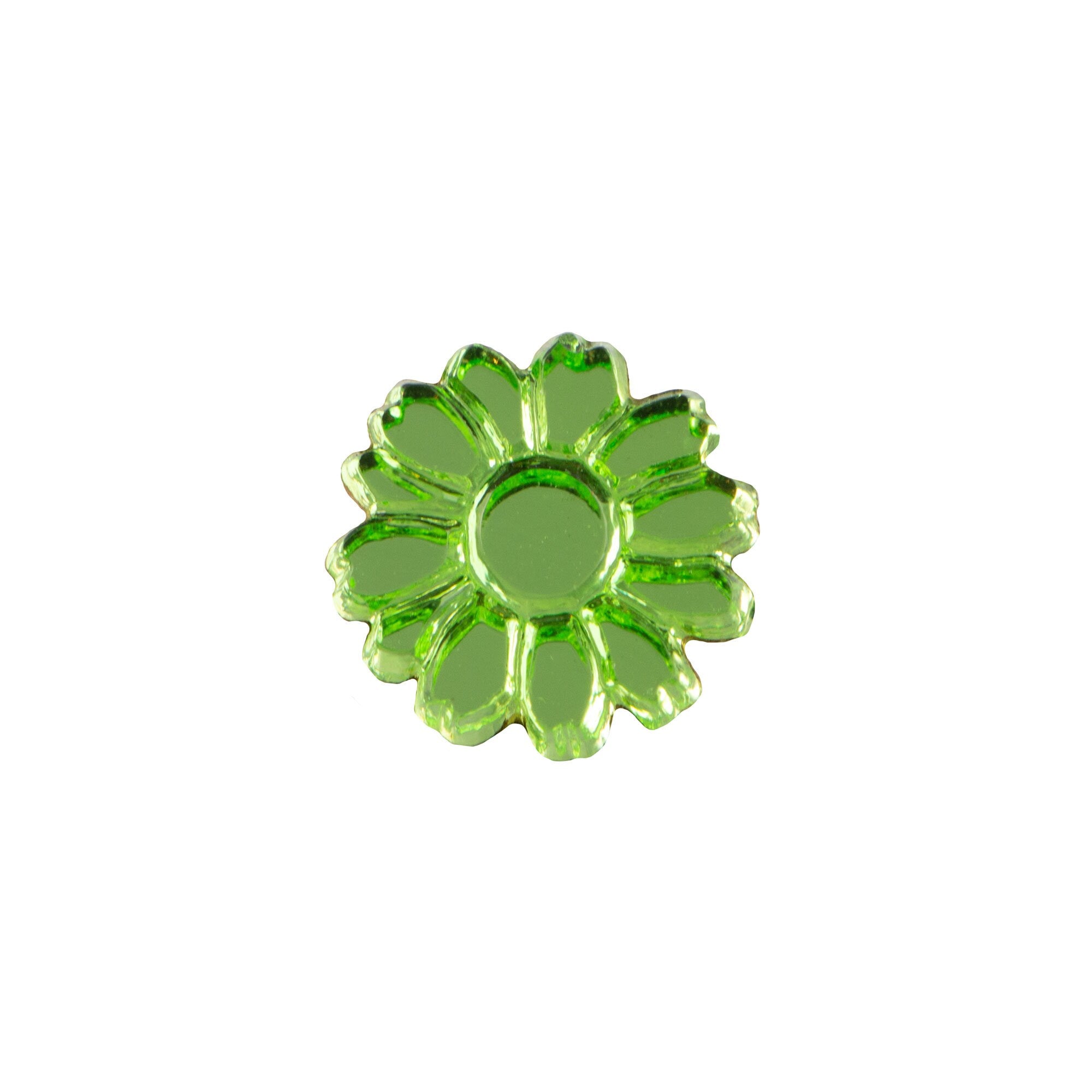 10mm Peridot Glass Flower Cabochon (2)