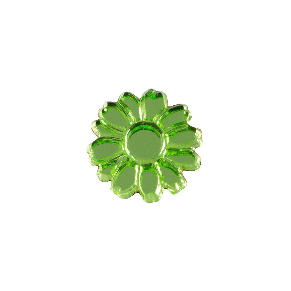 10mm Peridot Glass Flower Cabochon (2)