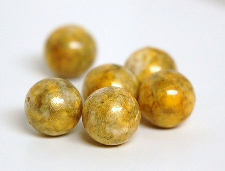 Vintage Gold Marbled Acrylic Beads 13mm bds039