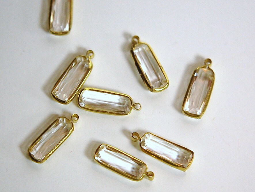 1 Loop Vintage Rectangle Clear Acrylic Faceted Channel Set Charms chr159B