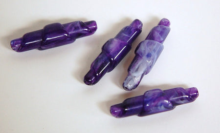 Vintage Purple and White Marbled Rolled Lucite Beads bds952C