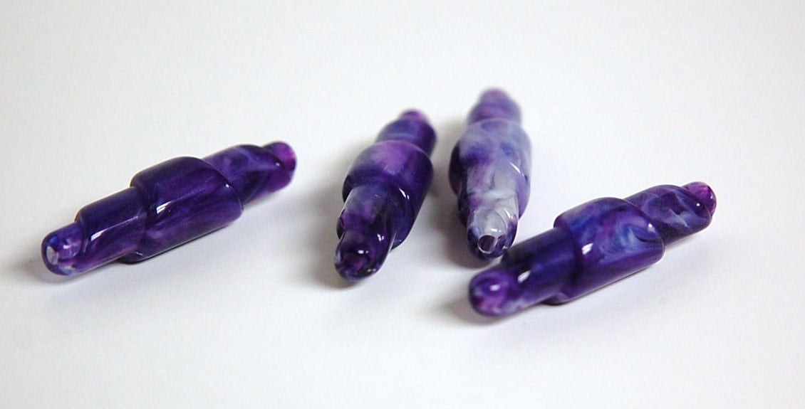 Vintage Purple and White Marbled Rolled Lucite Beads bds952C