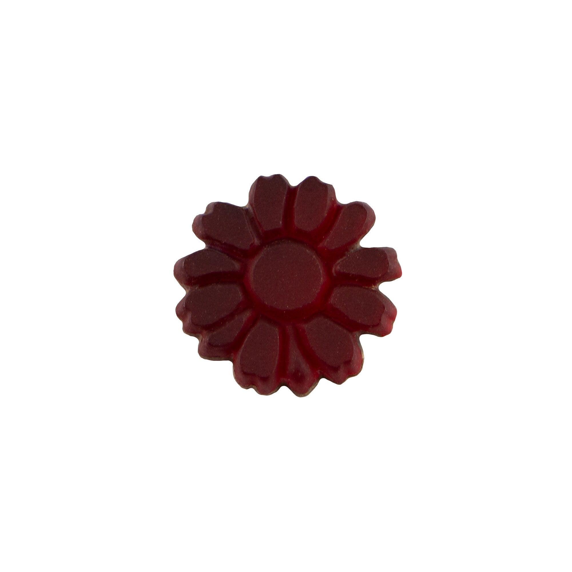 10mm Matte Ruby Glass Flower Cabochon (2)