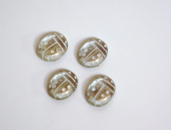Clear and White Glass Lady Bug Cabochons (4) cab781L
