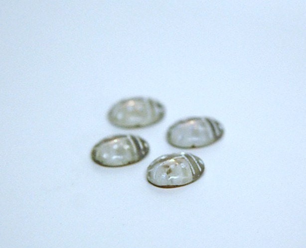 Clear and White Glass Lady Bug Cabochons (4) cab781L