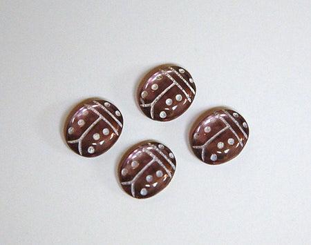 Light Amethyst and White Glass Lady Bug Cabochons (4) cab781Q