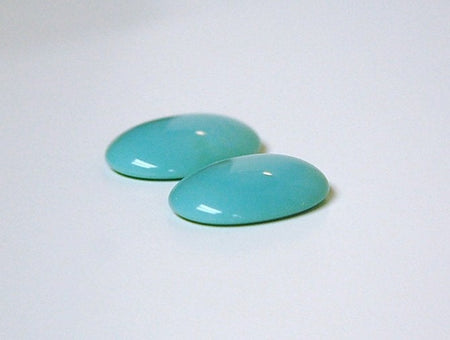 Vintage German Turquoise Blue Glass Cabochons 25mm x 18mm (1) cab579P