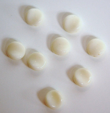 Vintage Light Cream Glass Curved Round Beads 10mm grm024