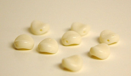Vintage Light Cream Glass Curved Round Beads 10mm grm024
