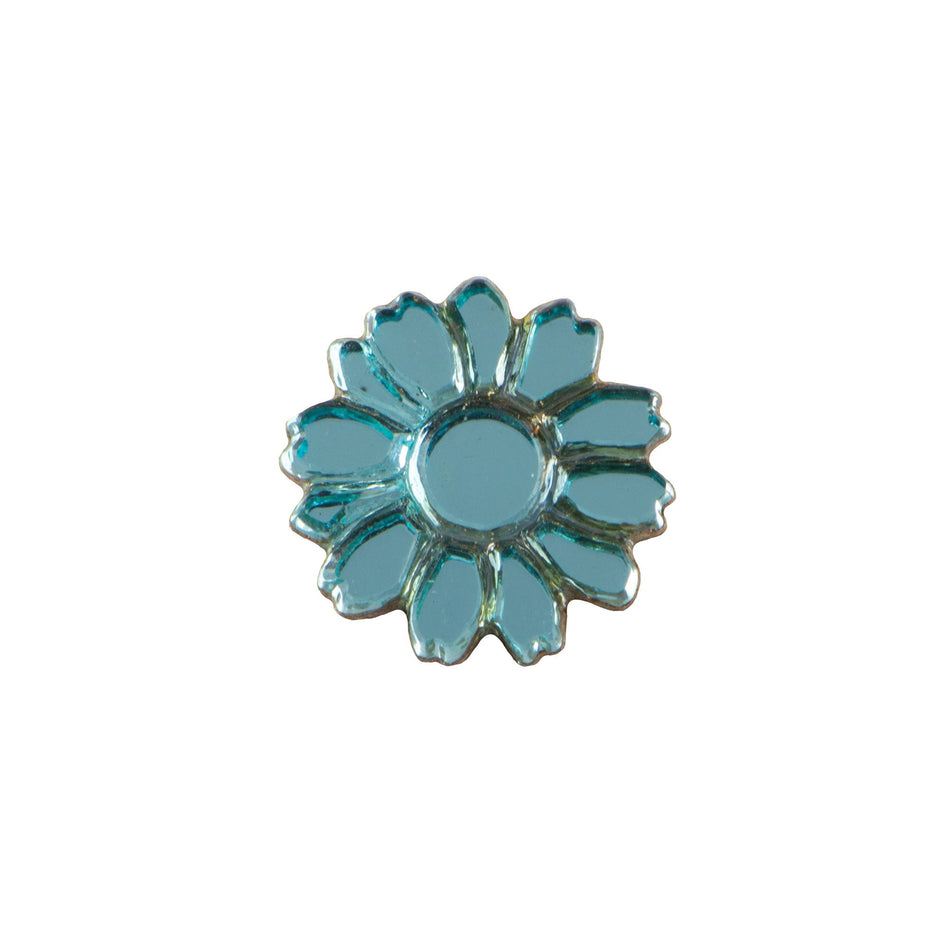 10mm Aqua Glass Flower Cabochon (2)