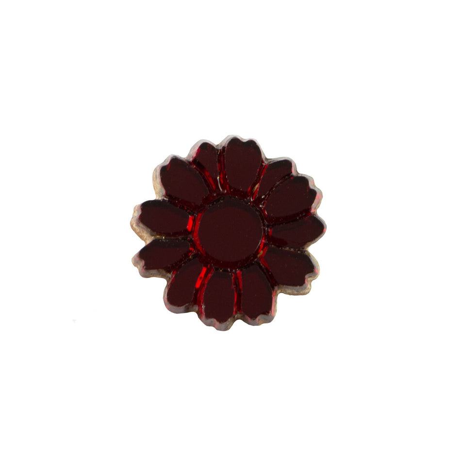 10mm Garnet Glass Flower Cabochon (2)