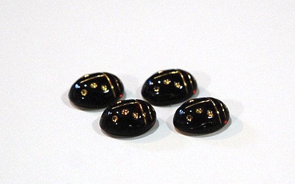 Garnet and Gold Glass Lady Bug Cabochons cab781R