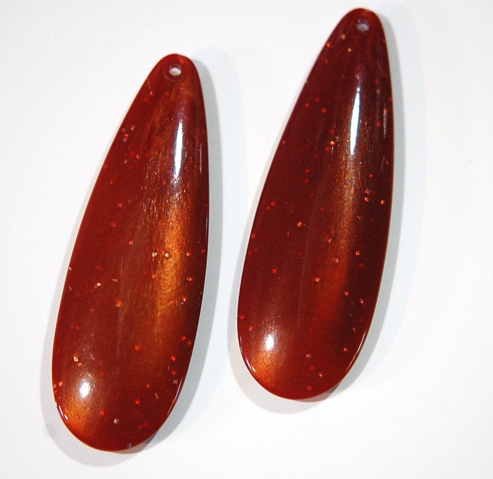 Large Vintage Acrylic Teardrop Pendant Sparkle Burgundy pnd033F