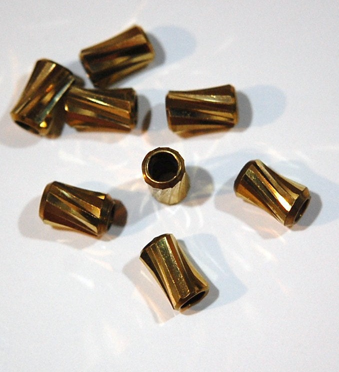 Heavy Gold Plated Twist Tube Findings Beads mtl228A