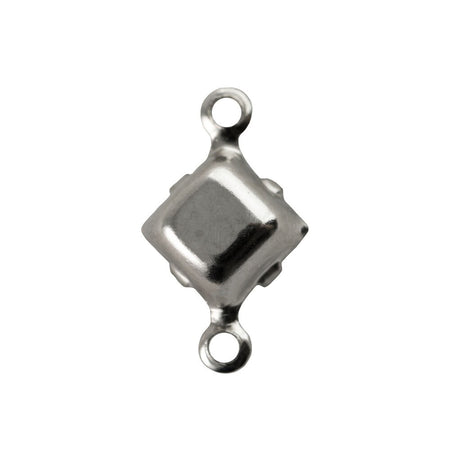 6mm Siam Ruby Faceted Glass Square Stone in 2 Loop Setting