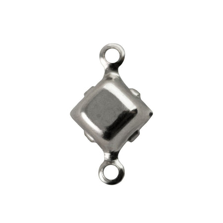 6mm White Opal Faceted Glass Square Stone in 2 Loop Setting