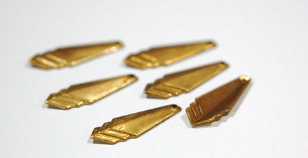 Raw Brass Layered Triangle Pendant Charm Drop 24x10mm (6) mtl065J