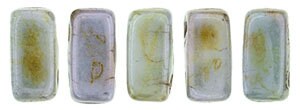 3/6mm Luster Opaque Green Czech Mate Brick Beads (50)