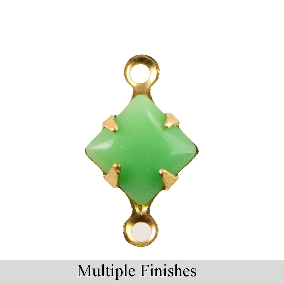 6mm Green Glass Square Stone in 2 Loop Setting