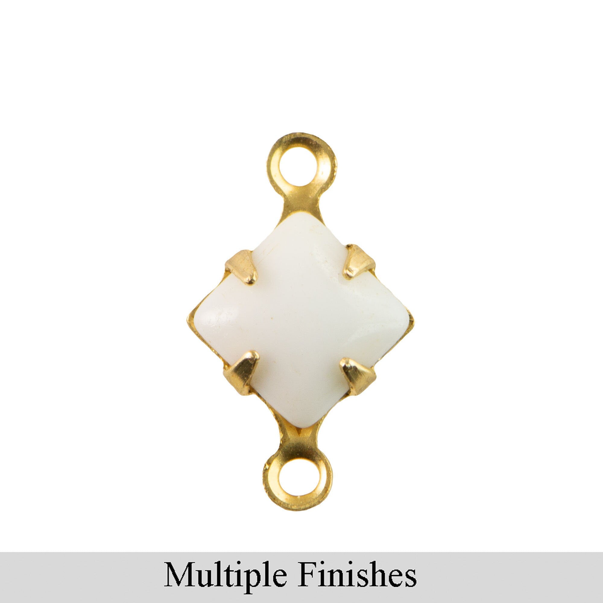 6mm White Glass Square Stone in 2 Loop Setting