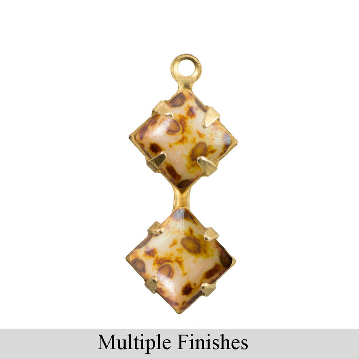 6mm Light Pink Picasso Glass Square Stone in 1 Loop Double Setting