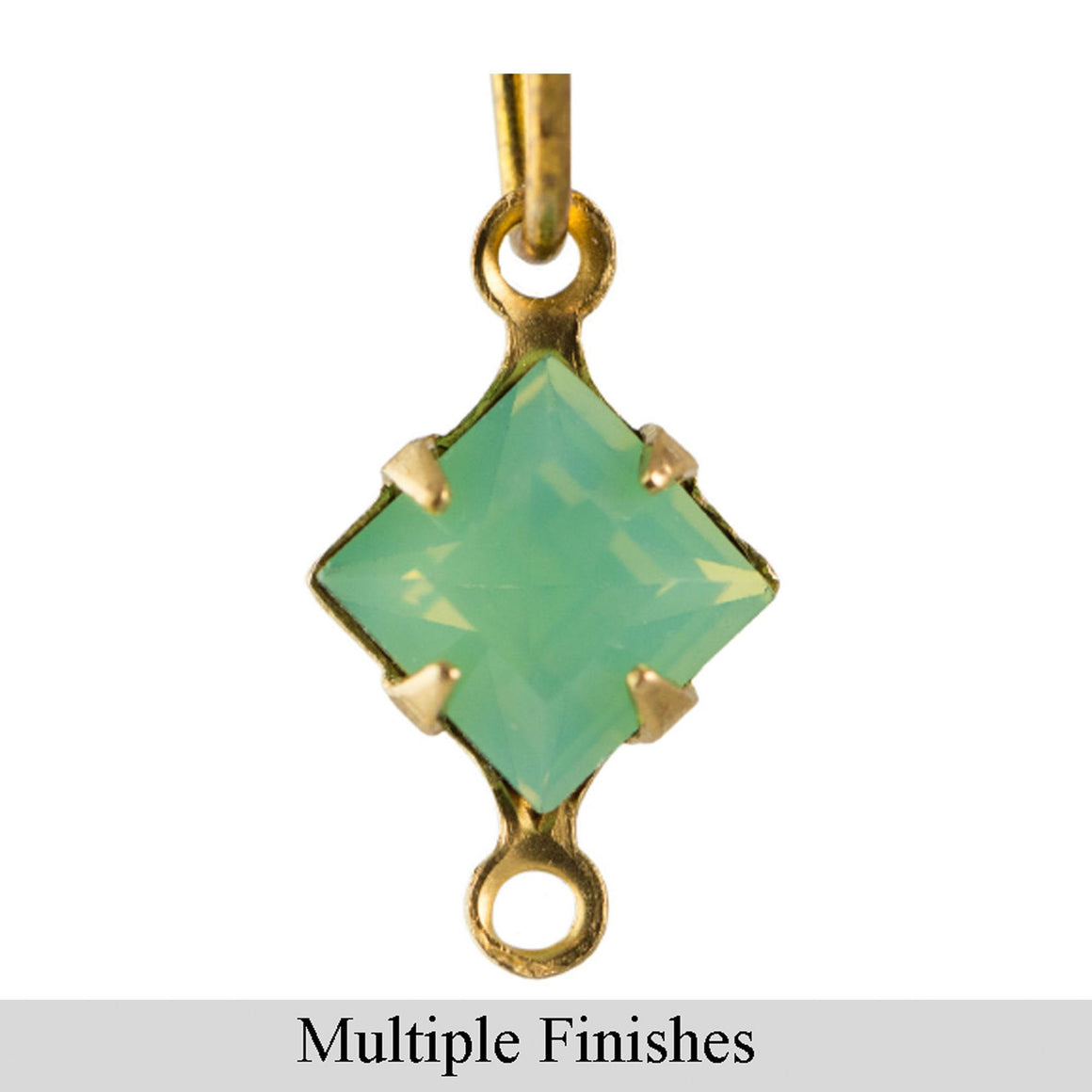 6mm Green Opal Faceted Glass Square Stone in 2 Loop Setting